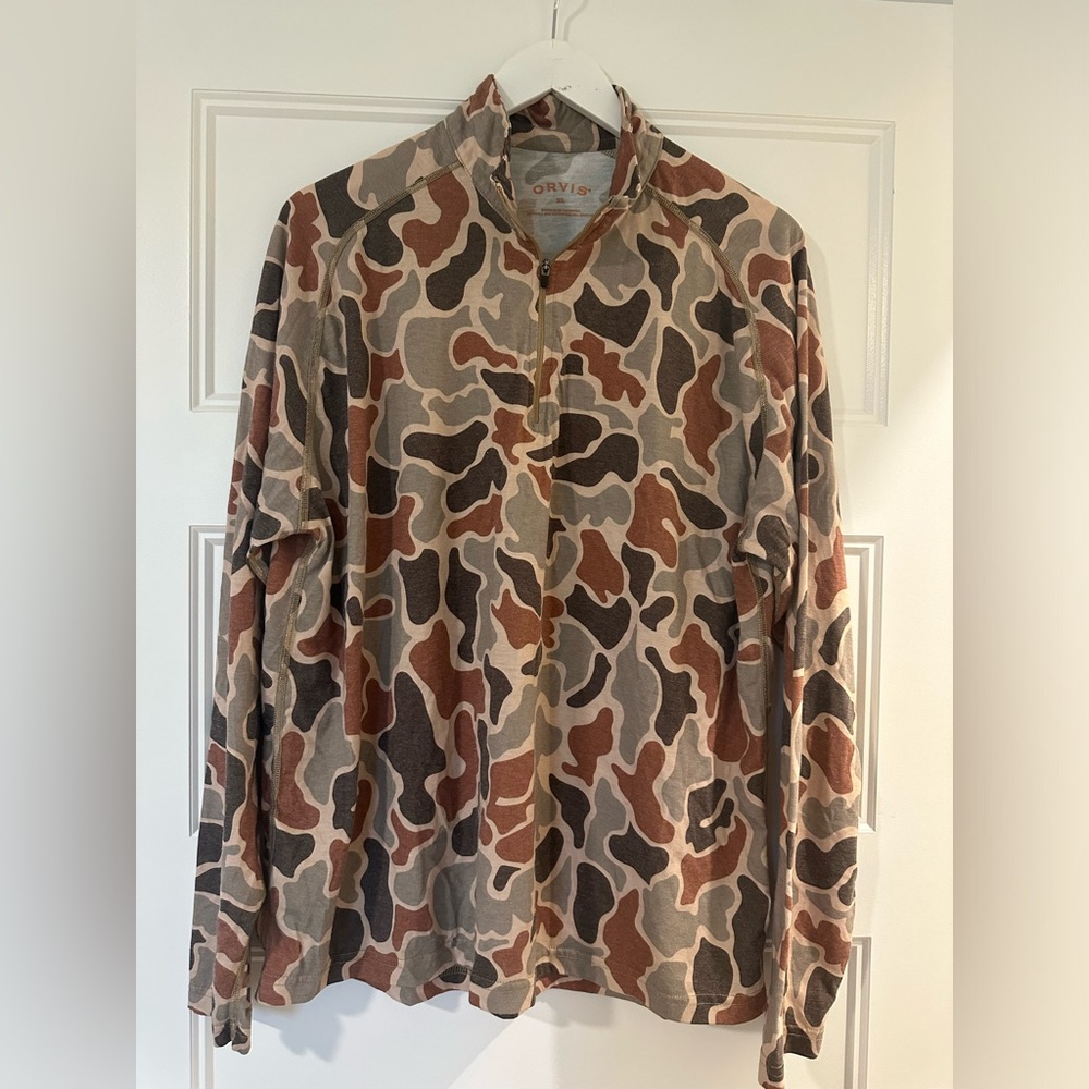Orvis Brown Long Sleeve Tee with Camouflage Design